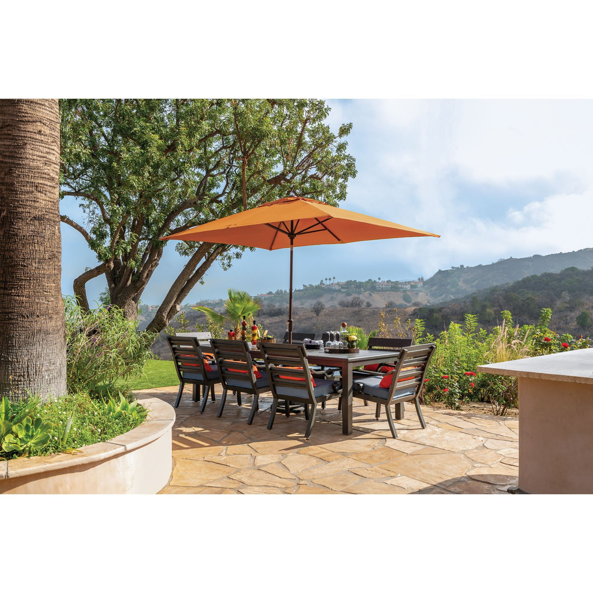 SimplyShade 10ft Outdoor Patio Rectangle Market Umbrella with Bronze Push Button Tilt, Lemon Yellow