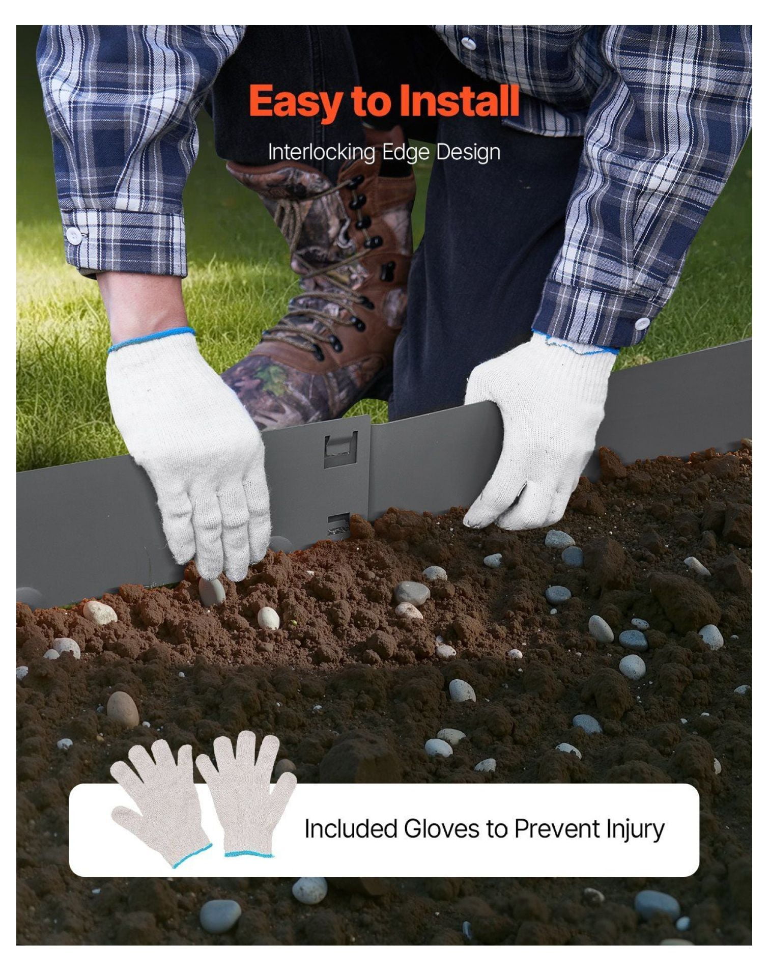 Steel Landscape Edging 5 Pack, 39x3in Dark Gray Metal Garden Border, Rustproof Lawn Edging for Flower Beds, Flexible Yard Edging Roll
