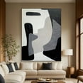 thumbnail image 3 of Handmade Wabi Sabi Wall Art Black Beige Abstract Painting Large Black Minimalist Beige Textured Canvas Painting Home Wall Decor, 3 of 9