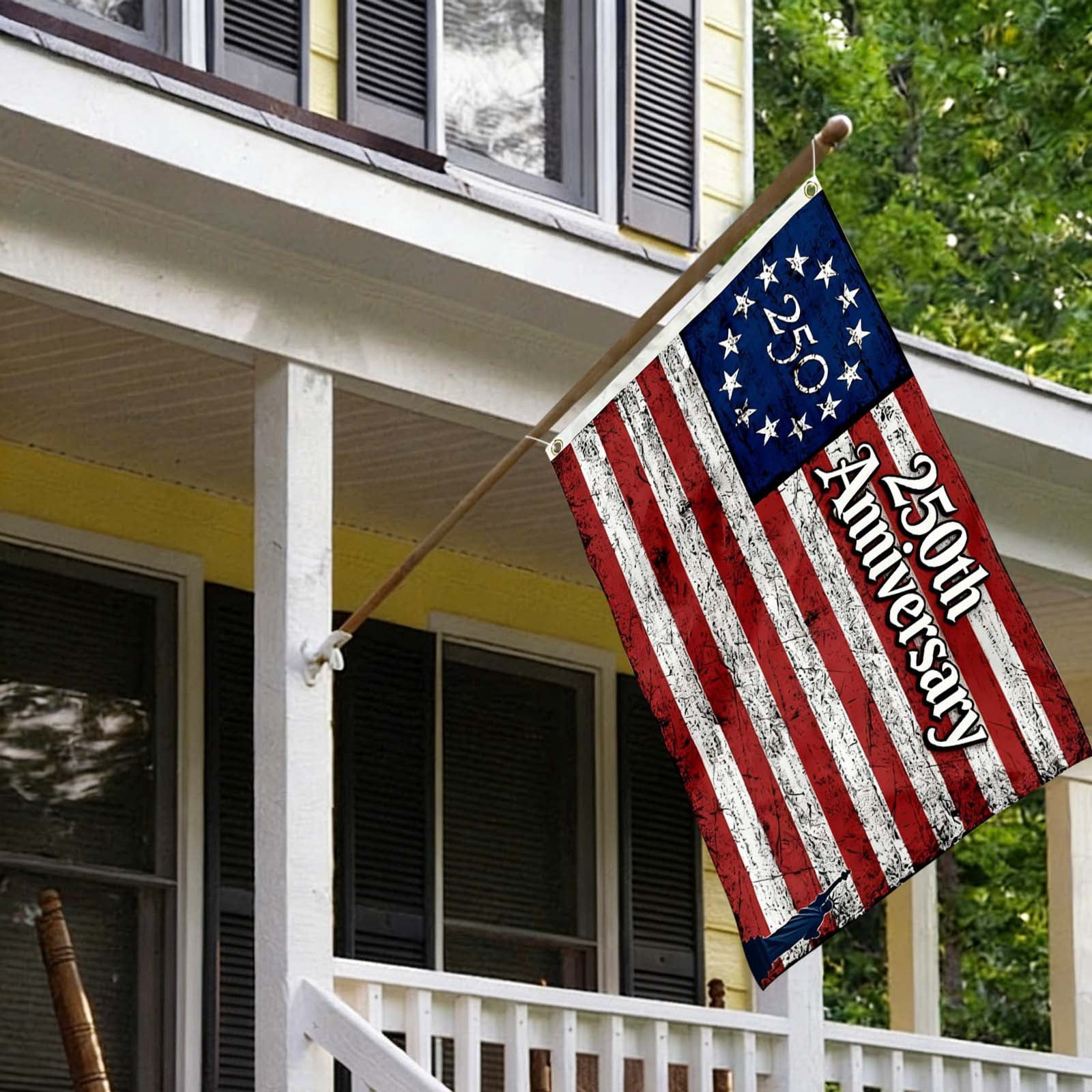 Vintage 250th Anniversary Flag 3x5 Feet, Durable Polyester Flag for Outdoor and Indoor Use, Commemorates 1776-2026, Perfect for Hanging in Yards, Porches, and Parades