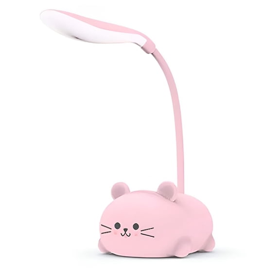HIBIBUD LED Lamp Light Cute Cat Design Reading Light Flexible Neck Night Bed Lamp 9718CM Solid Color Pink