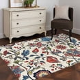 thumbnail image 4 of Boho Floral Area Rug 3x5 FT, Non Slip Entryway Bedside Carpet, Blue Red Flower Vintage Petals Branch Leaf Washable Soft Floor Carpet Indoor Mat Non-Shedding Throw Rugs for Dorm Kitchen Home Office, 4 of 8