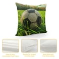 thumbnail image 4 of Fenyluxe Decorative Couch Throw Pillow Covers, Square Set Cushion Case, Soft Couch Pillow Covers - Green Grass Soccer 18x18in, 4 of 5