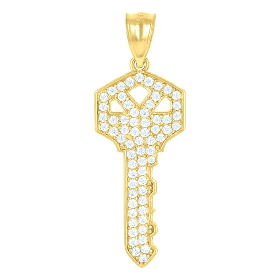 10kt Yellow Gold Mens Cubic-Zirconia Key Charm Pendant