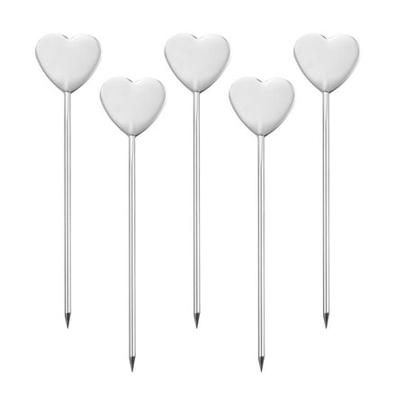 

Uxcell 4.8 Metal Cocktail Toothpicks Heart Shape Drink Picks Cocktail Skewer 5Pack