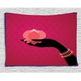 thumbnail image 1 of Lotus Tapestry, Silhouette of Woman Hand with Bangles Holding a Japanese Flower Asian Folklore Design, Wall Hanging for Bedroom Living Room Dorm Decor, 80W X 60L Inches, Multicolor, by Ambesonne, 1 of 2