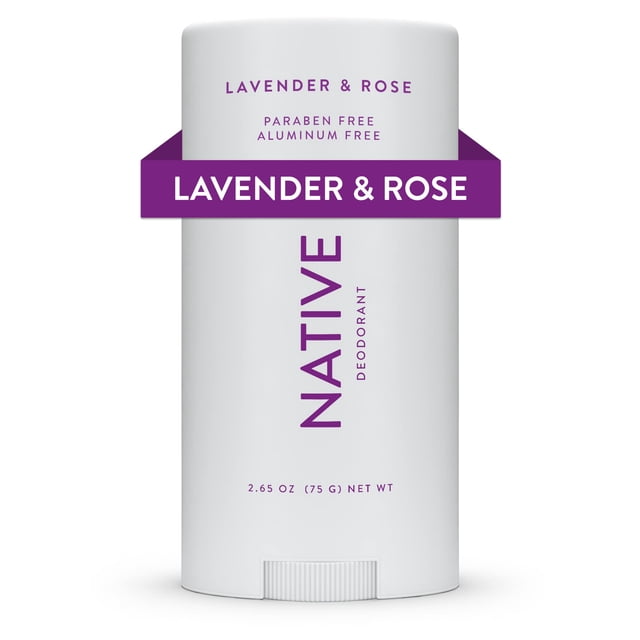 Desodorante Native Lavender & Rose, 72 horas, control de olores, sin aluminio