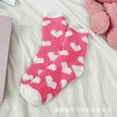 thumbnail image 4 of 5 Pairs Women's Bow Fuzzy Socks Winter Soft Slipper Socks Coquette Stuff Fluffy Thick Home Sleeping, 4 of 7