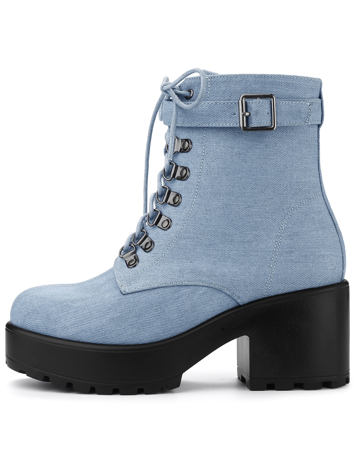 Light blue combat boots best sale
