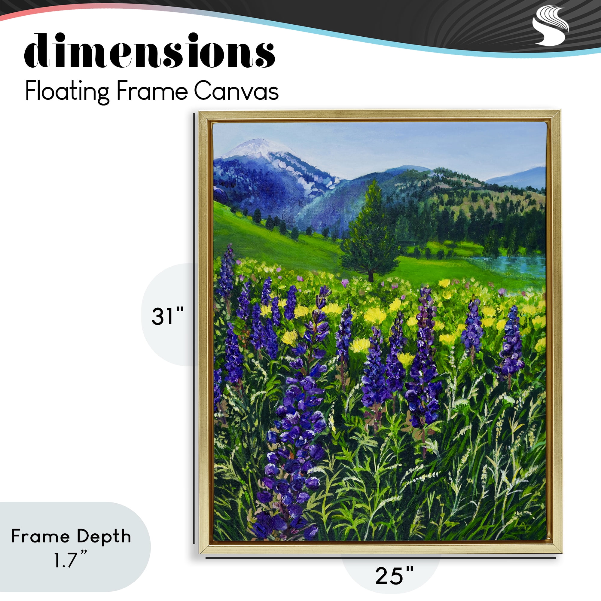Stupell Industries Flower Speckled Valley Gold Framed Floater Canvas Wall Art, design by Lee Ann Zirbes