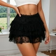 thumbnail image 2 of Daznico Women's Lace Ruffle Skirt Going Out Party Rave Club Date Night Mini Skirts,Mardi Gras Clothing,Mardi Gras Skirt,S, 2 of 4