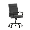thumbnail image 2 of BizChair High Back Black LeatherSoft Executive Swivel Office Chair with Black Frame, Arms, and Transparent Roller Wheels, 2 of 9