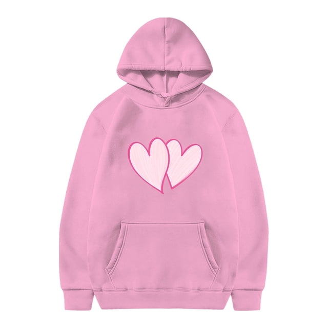 Girls Fall Shirts And Tops Winter Spring Large Size Drawstring Hooded Long Sleeve Loose Fit Pink Going Out Fall Tops for 9-10 Years