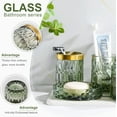 thumbnail image 2 of Ahot Green Bathroom Accessories Set, 5Pcs Clear Glass Bathroom Accessories, Hand Soap Dispenser, Soap Dish, Toothbrush Holder Set, Tumbler, Qtips Holder, 2 of 6