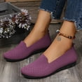 thumbnail image 3 of Loafers for Women Knitted Mesh Moccasins Flat Shoes Comfortable Slip on Casual Breathable Walking Shoes Purple Size 6, 3 of 6