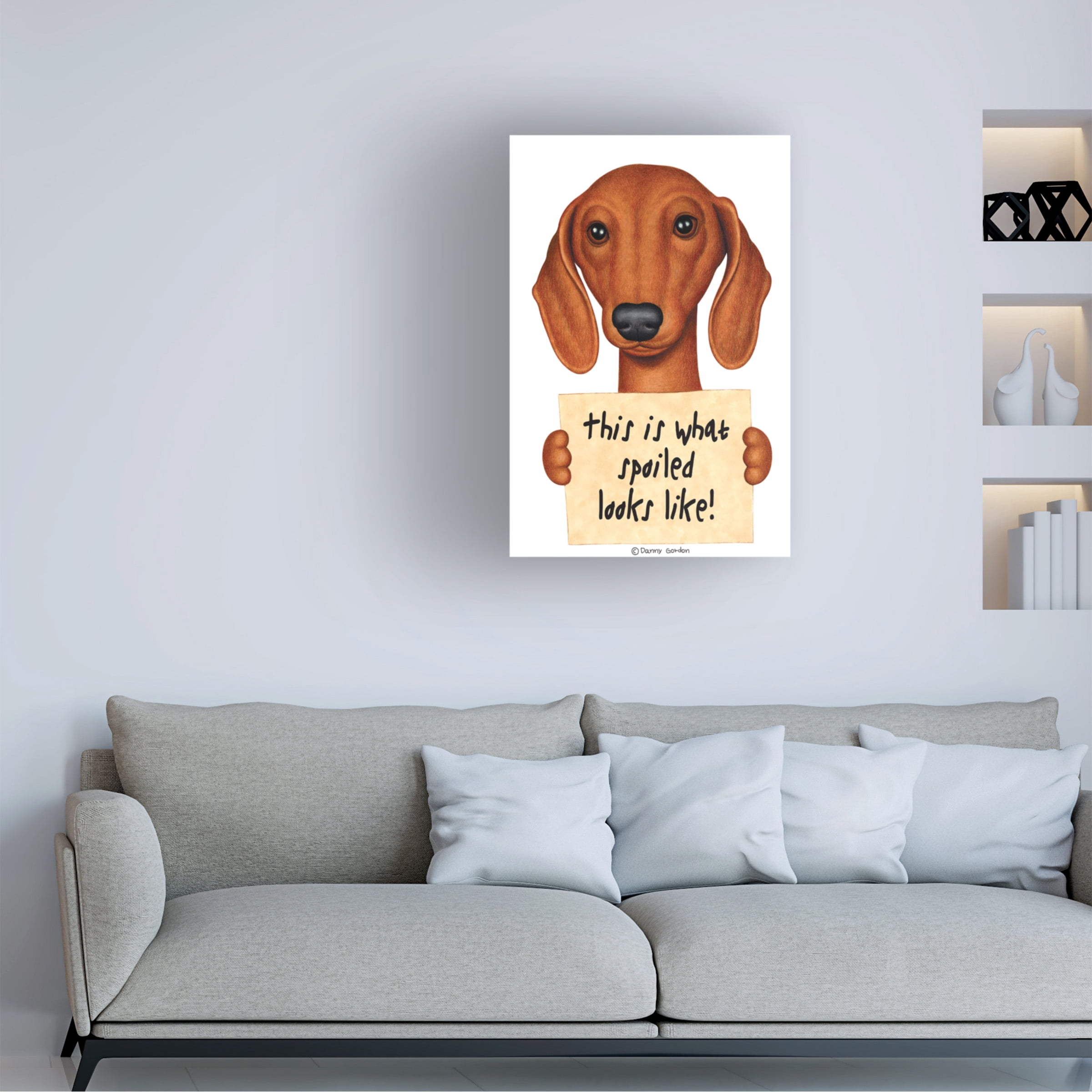 Danny Gordon Art 'Brown Dachshund with Spoiled Sign' Canvas Art