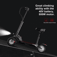 thumbnail image 2 of Foldable Electric Scooter 500W Motor 28 mph 48V 12.5AH Lithium battery Max 35 miles Full suspension Adult Off Road, 2 of 10