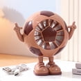 thumbnail image 7 of PoyoKee Small Desk Fan, Colorful LED Football Design Table Fan for Indoor Outdoor, 5 Speed Strong Wind Mini Fan for Bedroom, Portable Fan - Brown, 7 of 7