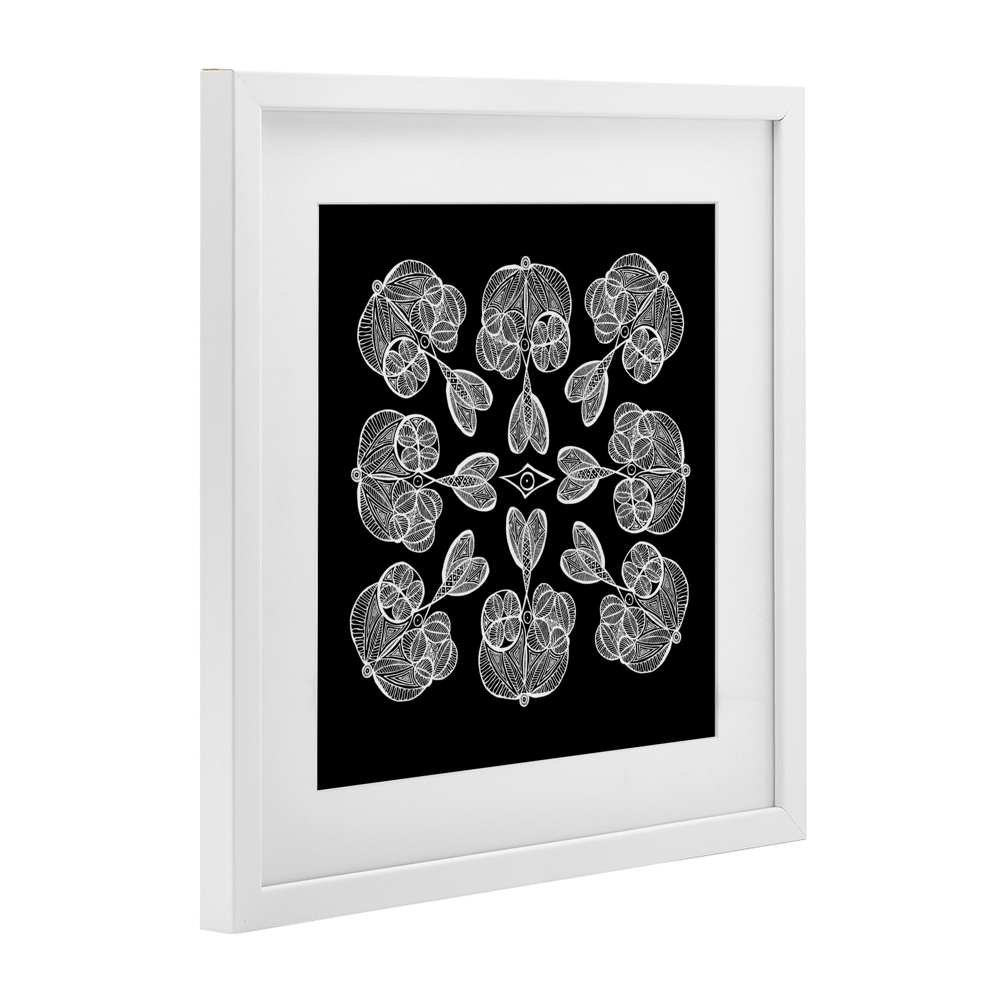 Stupell Industries Rounded Symmetry Elementals White Framed Print Under Glass, design by El Perkin