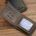 thumbnail image 2 of Microseven Men's S2 Leather Bifold ID Credit Card Sim Card Holder Leather Wallet Billfold Slim Clutch with Gift Box Black, 2 of 9