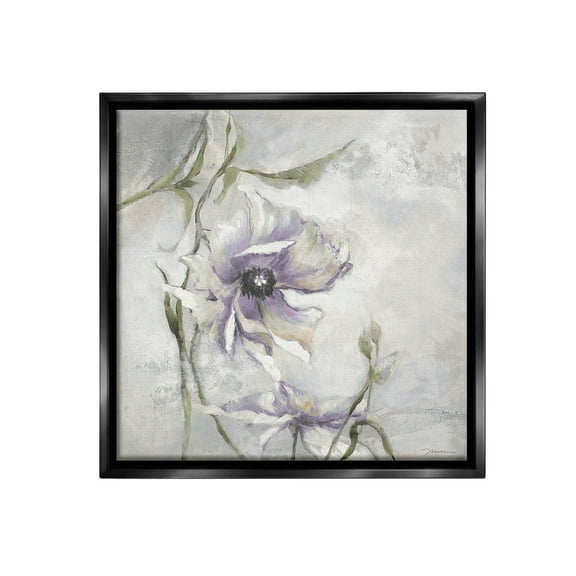Stupell Industries Grey & Purple Flower Botanical & Floral Painting Black Floater Framed Canvas Art Print Wall Art, 18 x 18