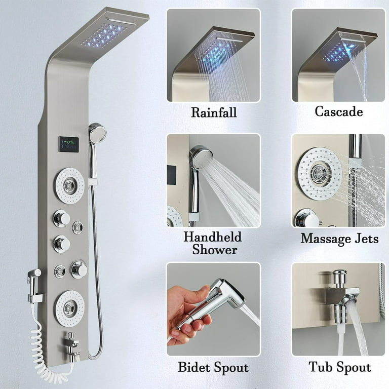 Augusts 44.48'' Shower Panel with Fixed Shower Head