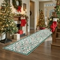 thumbnail image 3 of Moynesa Christmas Runner Rugs 2'x8' Cream Hallway Rug Xmas Tree Runner Kitchen Rug Washable Rug Non Slip Moroccan Carpet Holiday Decor Geometric Soft Rug for Bedroom Bathroom Laundry Living Room, 3 of 12