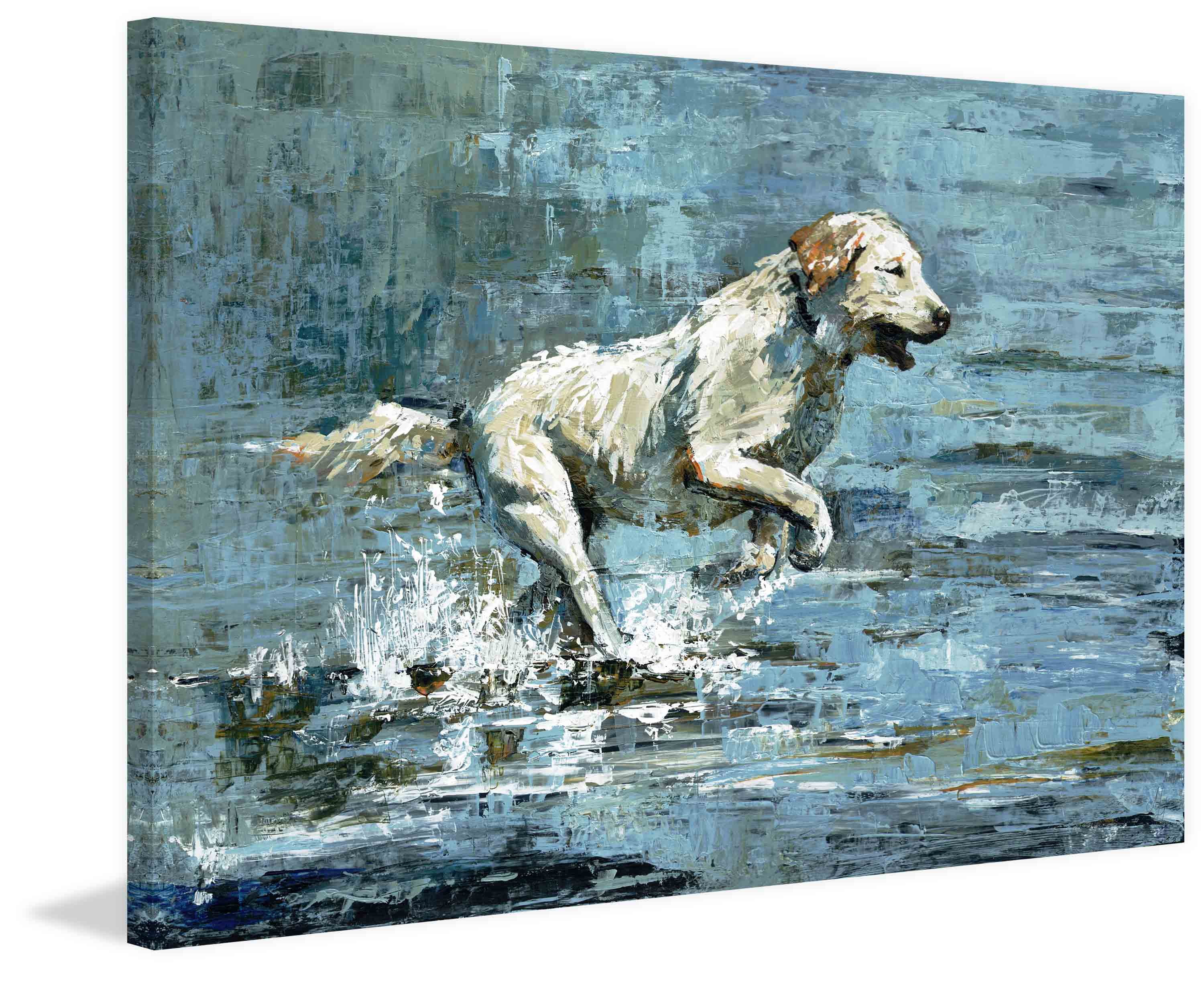Marmont Hill Dog Splashing Canvas Wall Art