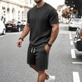 thumbnail image 5 of Gytharion 2 Piece Classic Summer Outfits for Men Round Neck Short Sleeve T-shirt with Elastic Waist Shorts Sets Soild Color Casual Sets, 5 of 8