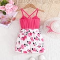 thumbnail image 4 of Summer Rompers For Girls Fashion Solid Color Tops Floral Print Sleeveless Bow Knot Jumpsuit Red Infant To Big Kid 5-6T, 4 of 6