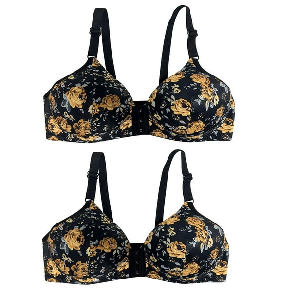Bras for Large Breasts Fashion Flower Pattern Wirefree Bralette Plus Size  Comfort Full Coverage Underwear Tshirt Bra