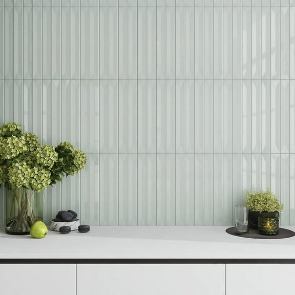 Horizonte 2 x 16 in. Glossy Pastel light Blue Ceramic Deco Subway Wall Tile (10.76 sq ft/case) - 50 Pack