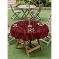thumbnail image 4 of Outdoor Tablecloth with Umbrella Hole for Patio/Picnic/Party/Camping, Red Plants Texture Waterproof Table Cloth Round Cover Washable, Vintage Country Trees Pattern (Dia 60"), 4 of 8