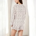 thumbnail image 3 of Women's Button-Down Leopard Print Pajama Set with Ruffled Hem Shorts - Medium, Brown, 3 of 6