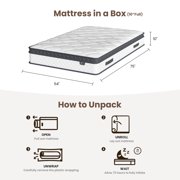 Full Size Mattress, 10 inch Hybrid Mattress in a Box, Memory Foam Pocket Coils Innerspring Mattresses, Fiberglass Free, Pressure Relief, Medium Firm