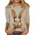 thumbnail image 2 of Pxxlle Womens Easter Shirts Funny Rabbit Bunny Graphic T Shirts Casual 3/4 Sleeve Crewneck Tshirt Happy Easter Party Shirts L, 2 of 5