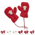 thumbnail image 4 of Pink Gloves Mittens Knitted Cold Proof Plush Thickened Christmas Gloves, 4 of 4