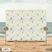 Miumaeov Artificial Roses Flower Panels Silk Fabric Floral Wall Backdrop Mats for Wedding Engagement Party Event Decor 15x15 White 12PCS