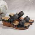 thumbnail image 6 of Zefriona Women's Casual Wedge Sandals Slip On Floral Open Toe Comfortable Summer Beach Slides Black Size 6, 6 of 10