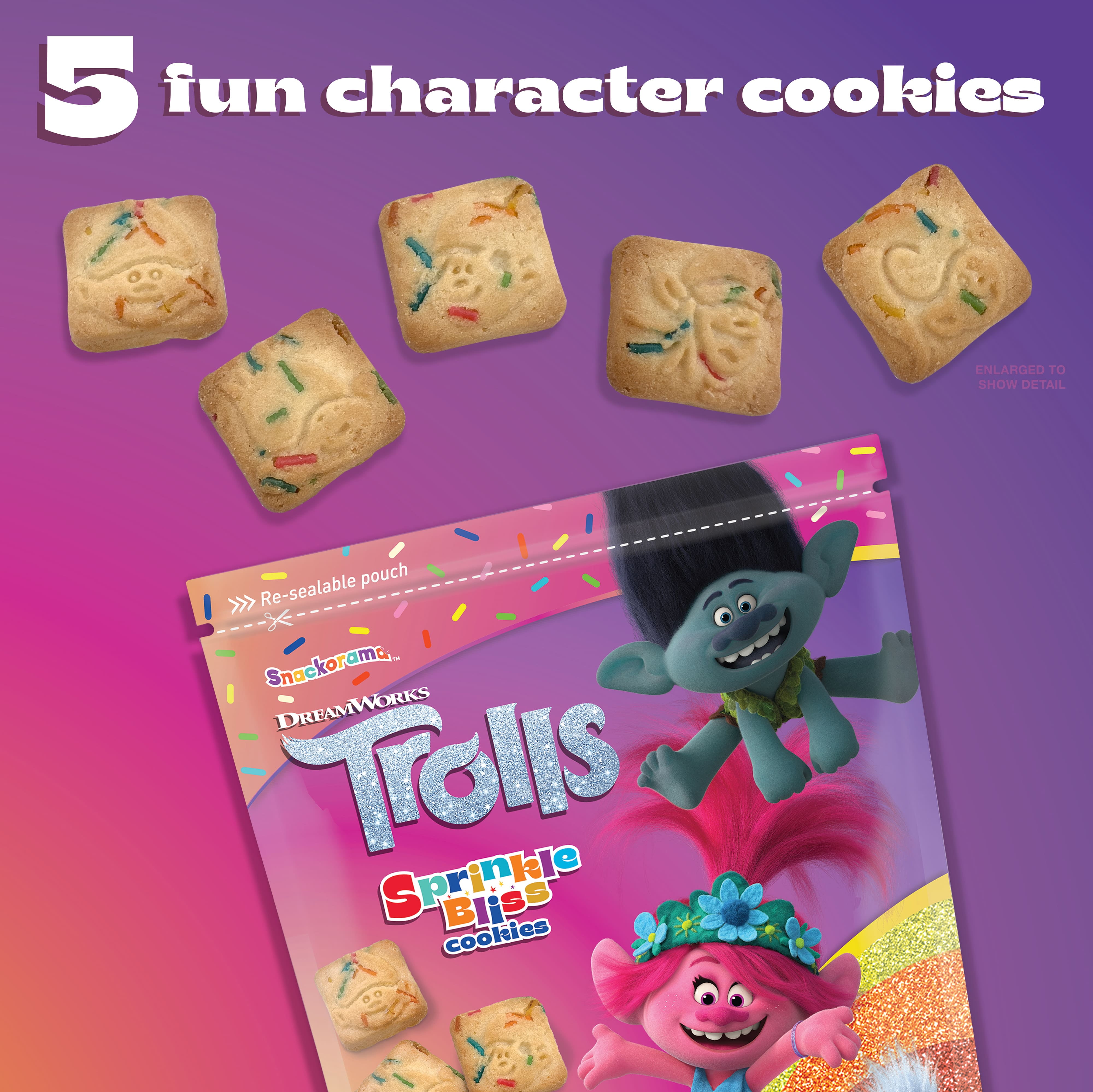 Snackorama Trolls Sprinkle Bliss Cookies, Birthday Cake Square Treats, 20 oz Bag (Shelf-Stable)