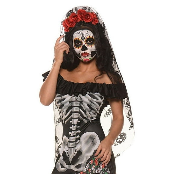 Underwraps Day of the Dead Mantia Costume Headband with Veil Unisex