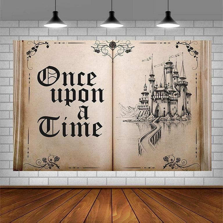 7x5ft Fairy Tale Books Backdrop Once Upon a Time Old Opening Book Party  Decorations Ancient Castle Princess 