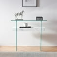 thumbnail image 5 of ivinta Narrow Glass Console Table with Storage Modern Sofa Table Entryway Table Glass Writing Desk Small Computer Desk TV Table Buffet Table Modern Accent Table for Small Space, 5 of 8