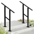thumbnail image 1 of Adjustable 2-Step Metal Stair Hand Rail – Black Iron Railing Kit for Indoor and Outdoor Stairs – Stable 75° Angle, Easy Installation – Color: Black, Size: 2 Steps, 1 Piece, 1 of 7