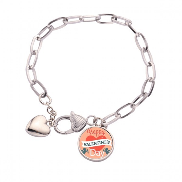 Feliz dia de San Valentin corazon Angel Pulsera de cadena de corazón joyería encanto moda
