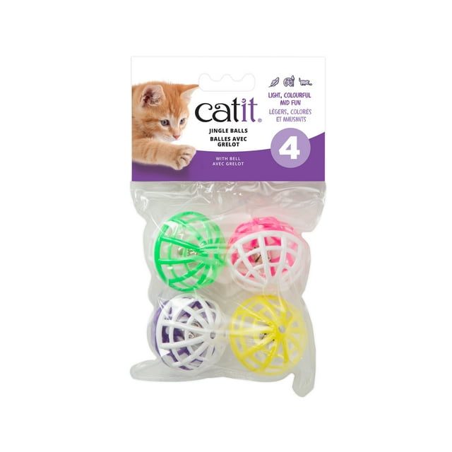 Balles Catit en plastique avec grelot, paquet de 4