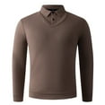 thumbnail image 2 of Donemore Men's Casual Business Polo Shirt Half Button Collar Long Sleeve Solid Color Polyester Shirt Office & Leisure Wear, 2 of 9