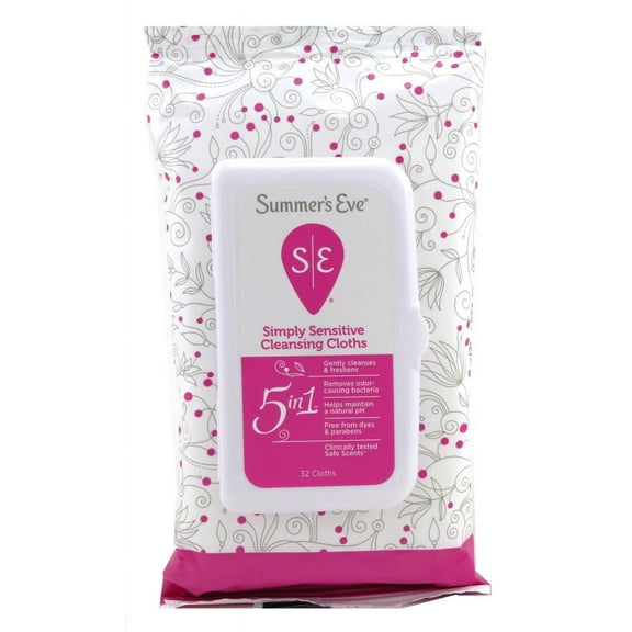 Summers Eve Cleansing Cloths 32 Count Soft Pack Sensitive (Pack of 2)