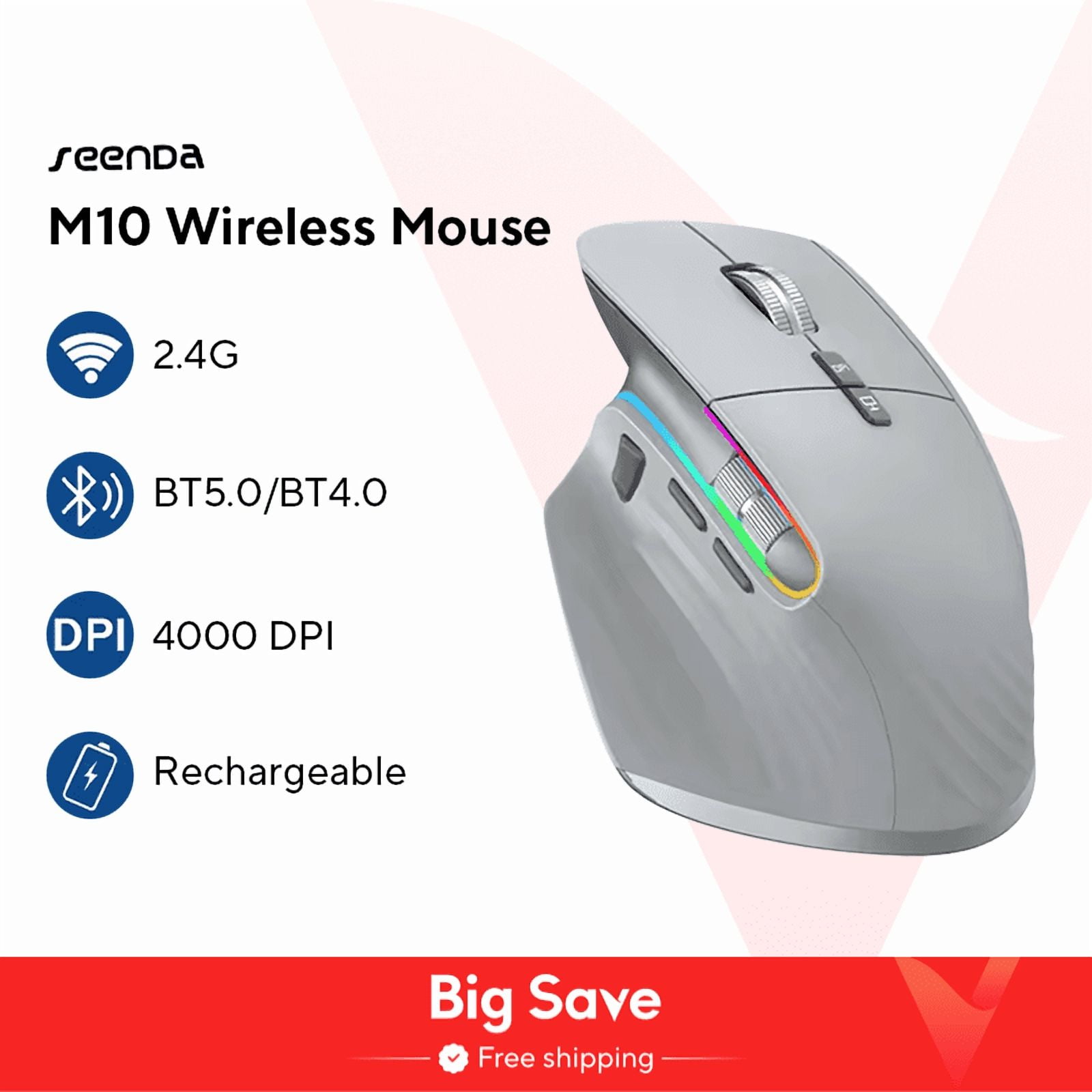 Multi-Device Wireless Mouse Bluetooth 5.0 & 3.0 Mouse 2.4G Wireless Portable Optical Mouse Ergonomic Right Hand Computer Mice