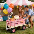 thumbnail image 5 of Wooden Garden Wagon with Steel Frame & Removable Sides, Utility Cart with 176 lb Capacity & All-Terrain Tires for Yard Work Garden Camping Beach Picnic Toy Storage, Pink+White, 5 of 17